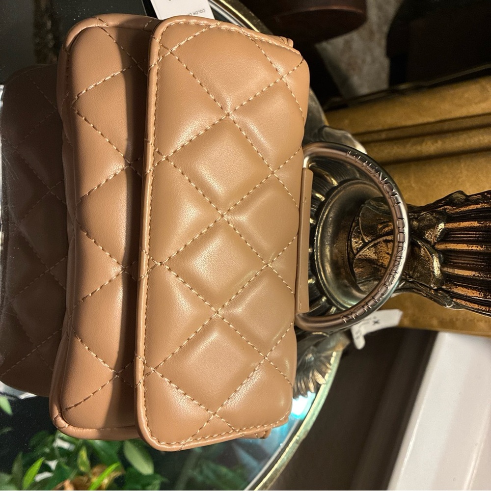 French Connection Quilted Tan Clutch
